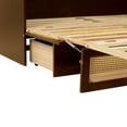 thumbnail image 6 of Queen Size Murphy Bed Cabinet with Rattan Design, Pine Wood Wall Bed with Storage Drawer, Space Saving Furniture for Guest Room, Walnut Finish, 6 of 9