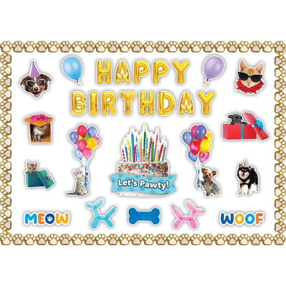 Teacher Created Resources Cats and Dogs Happy Birthday Create & Decorate Quick Kit, 95 Pieces