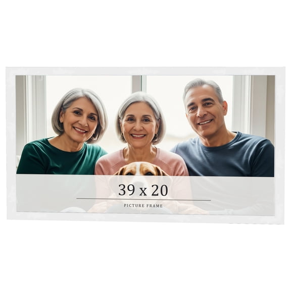 39x20 Frame White Real Wood Picture Frame Width 0.75 inches | Interior Frame Depth 0.5 inches |