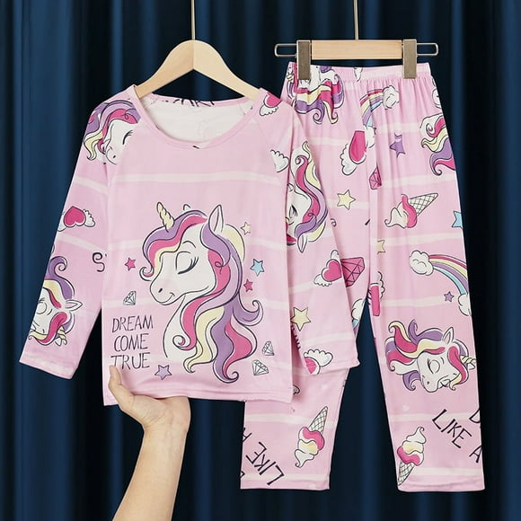 Pijamas para niños Primavera y Otoño de manga larga para niño niña pequeña Niños medianos y grandes Lindo estilo princesa ropa de casa
