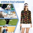 thumbnail image 6 of Chririnla Stylish Maple Leaf Print Quick Dry Women's Golf Shirt Collared Long Sleeve 1/4 Zip Tennis Shirts for Women Tank Top Polo Pickleball Outfits for Golfing Tennis Workout,M, 6 of 7