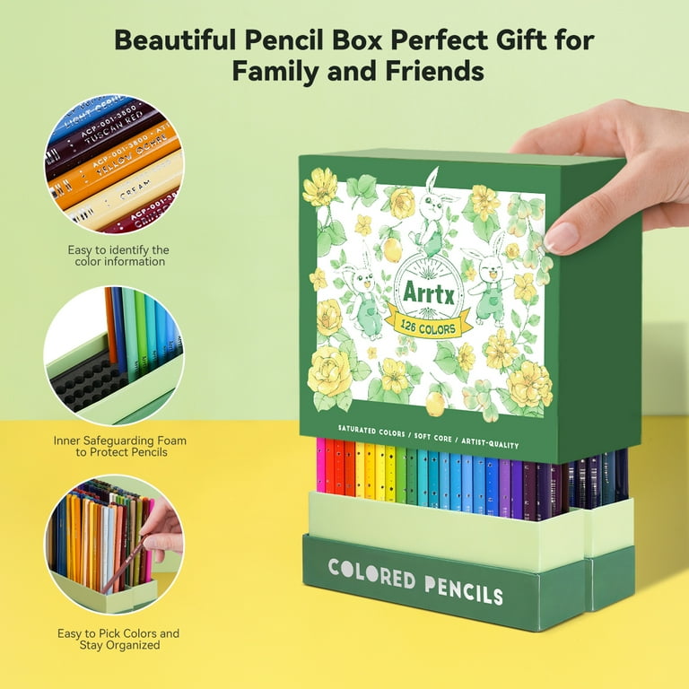 Arrtx 126 Premium Soft Core Colored Pencils Set in Kit Box for