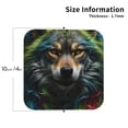 thumbnail image 2 of Honeii Realistic Style Colorful Wolf print Leather Coaster Set of 4, ideal for safeguarding your furniture from drinks spills and effortless cleanup-Square, 2 of 6