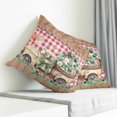 thumbnail image 4 of Throw Pillow Covers 24x24 Inch, Eucalyptus Trucks Decorative Pillow Cases for Couch Sofa Bed, Spring Rustic Floral Wooden Red Plaid Cotton Linen Square Home Decor Pillowcases with Hidden Zipper, 4 of 7