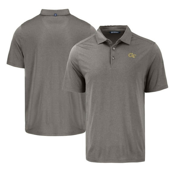 Men's Cutter & Buck Gray Georgia Tech Yellow Jackets Coastline Epic Comfort Eco Recycled Polo