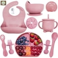 thumbnail image 1 of HAHDAXIA Baby Led Weaning Feeding Supplies for Toddlers, odoe Baby Feeding Set | Suction Silicone Baby Bowl Self Eating Utensils Set with Spoons, Bibs, Toddlers Spoon Set, Food Plate Kit (BFS, 1 of 6