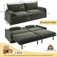 thumbnail image 3 of 4-Seat Convertible Sleeper Sofa Bed - Chenille Fabric, Deep Seat, Modern Cloud Sofa with Storage, USB Port & 2-in-1 Pillow, Pull-Out Sleeper for Living Room,Apartment,Bedroom,DARK GREY, 3 of 9