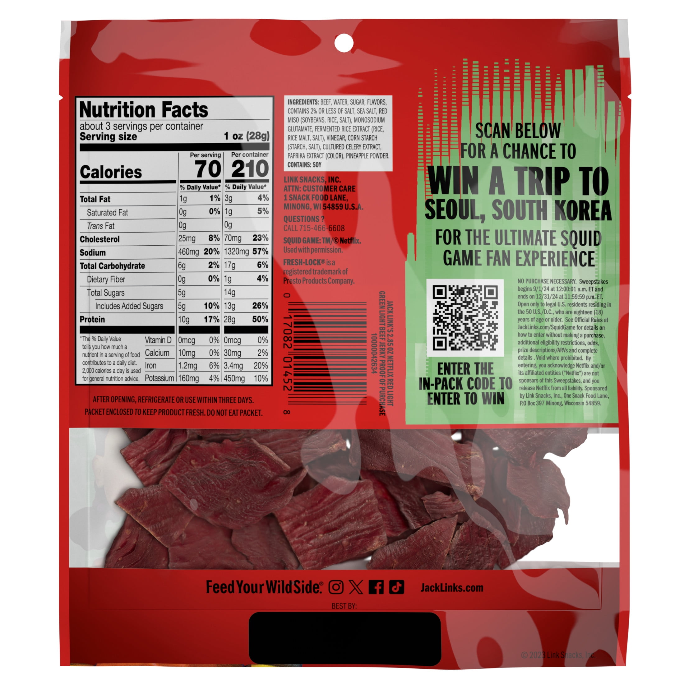 (3 pack) Jack Link's Korean Barbecue Flavor Beef Jerky, 2.85 ounce