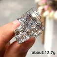 thumbnail image 5 of PERITANG 2pcs His and Hers Wedding Ring Sets Couples Engagement Rings Women and Men 925 Sterling Silver AAA Cubic Zirconia Exquisite Emerald Cut, 5 of 7