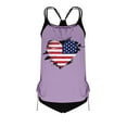 thumbnail image 4 of Brnmxoke Patriotic Swimsuits for Women Tankini Plus Size Trendy American Flag Bathing Suit High Waist Swim Shorts Beach Outfits Purple,XL, 4 of 5