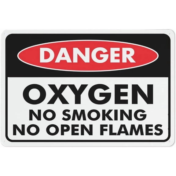 Danger Oxygen No Smoking No Open Flames Sign 12”X8” Metal Signs Aluminum Sign Pre-Drilled Holes For Easy Mounting Indoor Or Outdoor Use For Fence Door Or Gate