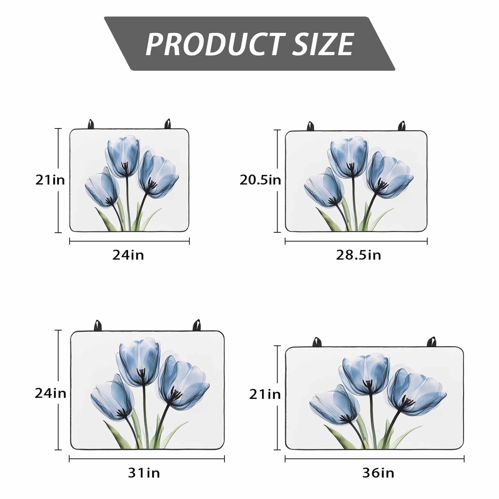 Blue Tulips Stove Top Cover for Electric Stove, Heat-proof & Non Slip Glass Top Stove Cover Protector, Country Retro Aesthetic Floral Flower Kitchen Flat Cooktop Rubber Mat 24x21 Inches