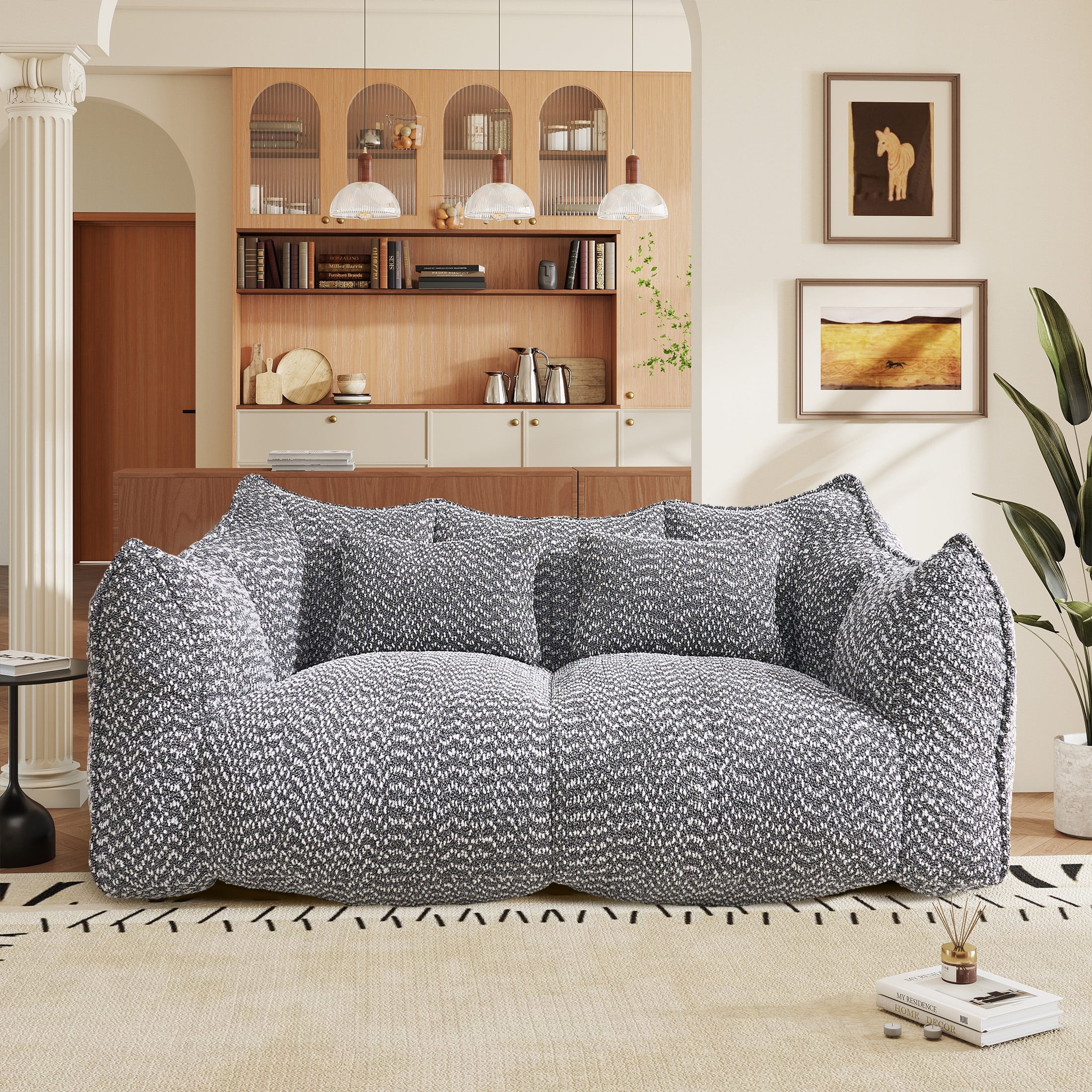 Aukfa Cloud Comfy Sofa, 24.4" Deep Seat Loveseat Couch for Living Room, No Assemble,Chenille,Gray
