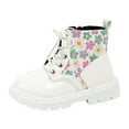thumbnail image 2 of LYHao Fashion Autumn Children Girls Sports Shoes Flat Thick Bottom Non Slip Easy To Wear PU Upper Comfortable Boots ,Girls Boots Sizes 12.5 White(6-7 Years), 2 of 6