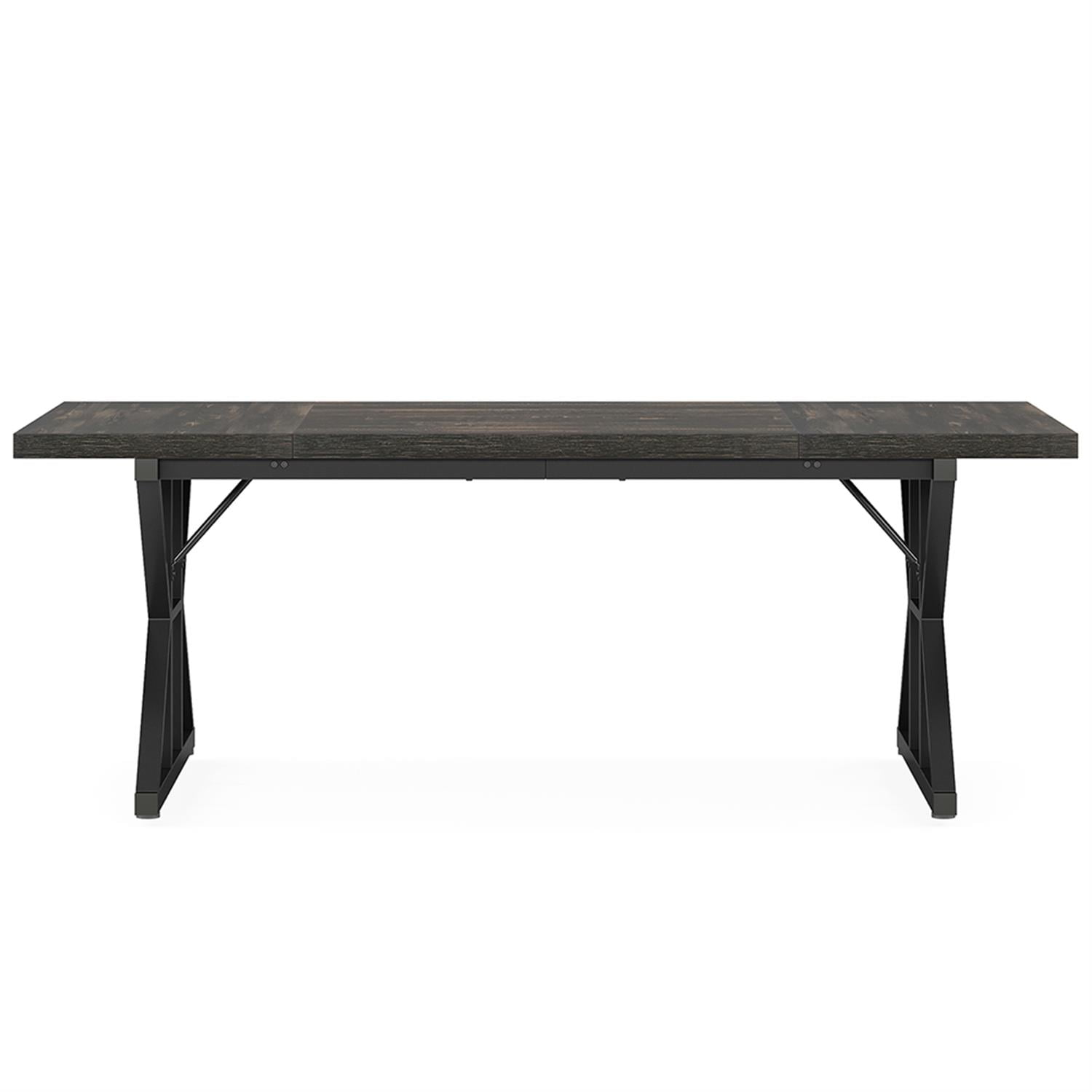 Demi Bonn 71" Farmhouse Dining Table, Wood Rustic Kitchen Table for 6 People, Large Rectangular Dinner Table for Dining Room, Home Office, Living Room Furniture, Black