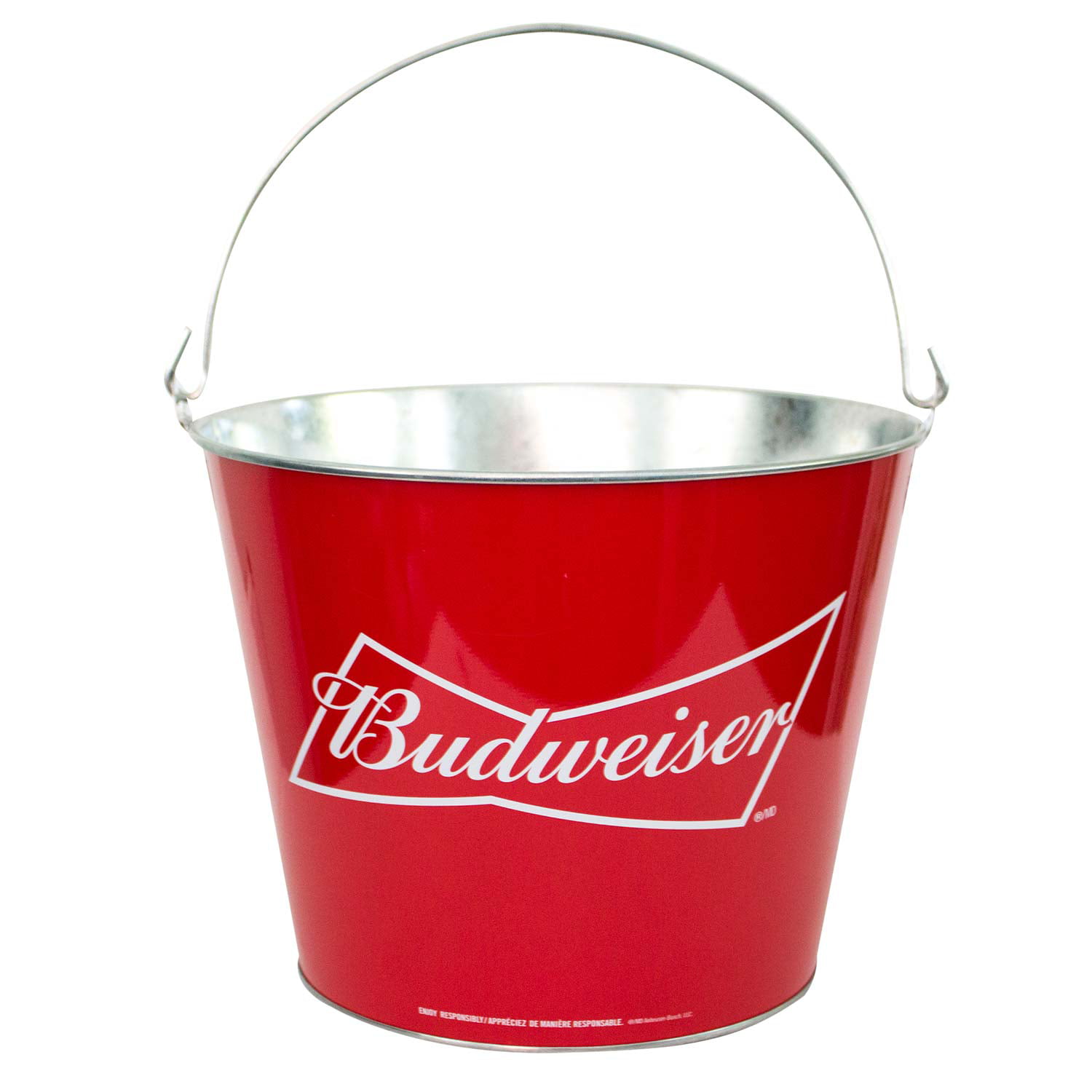 Budweiser Beer Red Bottle Ice Bucket With Black Handle Brand New Christmas Party 