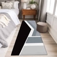 thumbnail image 3 of Black Grey Lines Runner Rugs 2x6 ft Geometric Abstract Black White Grey Texture Washable Hallway Rugs Non-Slip Floor Mats Absorbent Carpet Bedside Runners for Bedroom Kitchen Bathroom Laundry Room, 3 of 9