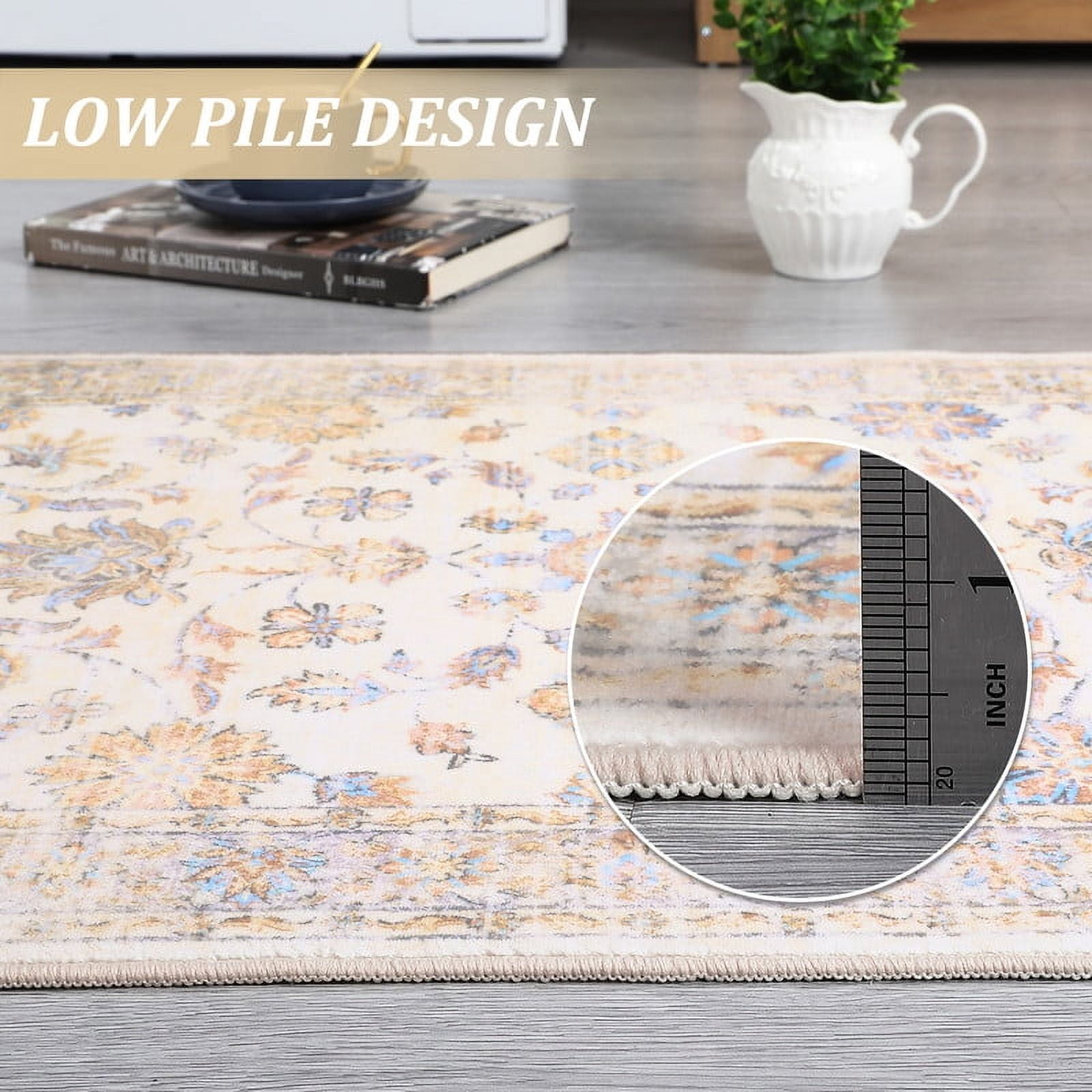 Area Rugs 10'x13' for Living Room Vintage Non Slip Washable Rugs for Dining Room Bedroom Indoor Rugs for Office Beige