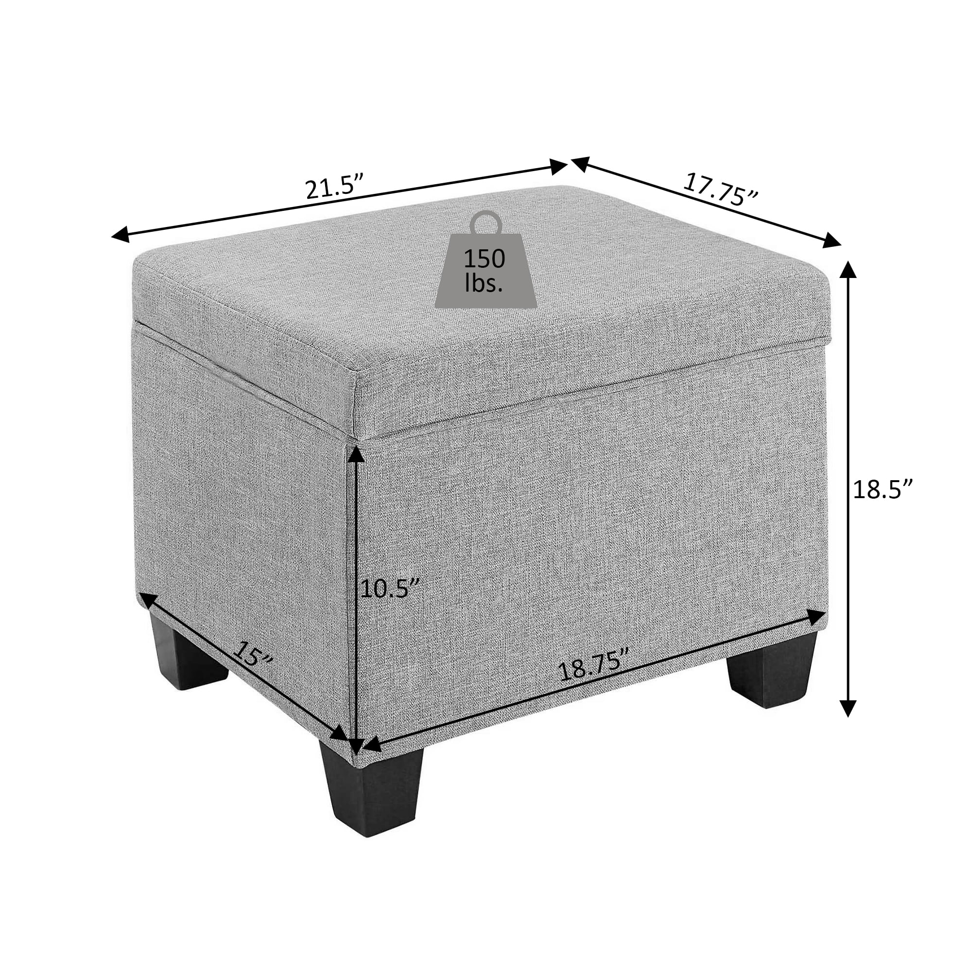 Convenience Concepts Madison Storage Ottoman, Blue Faux Leather