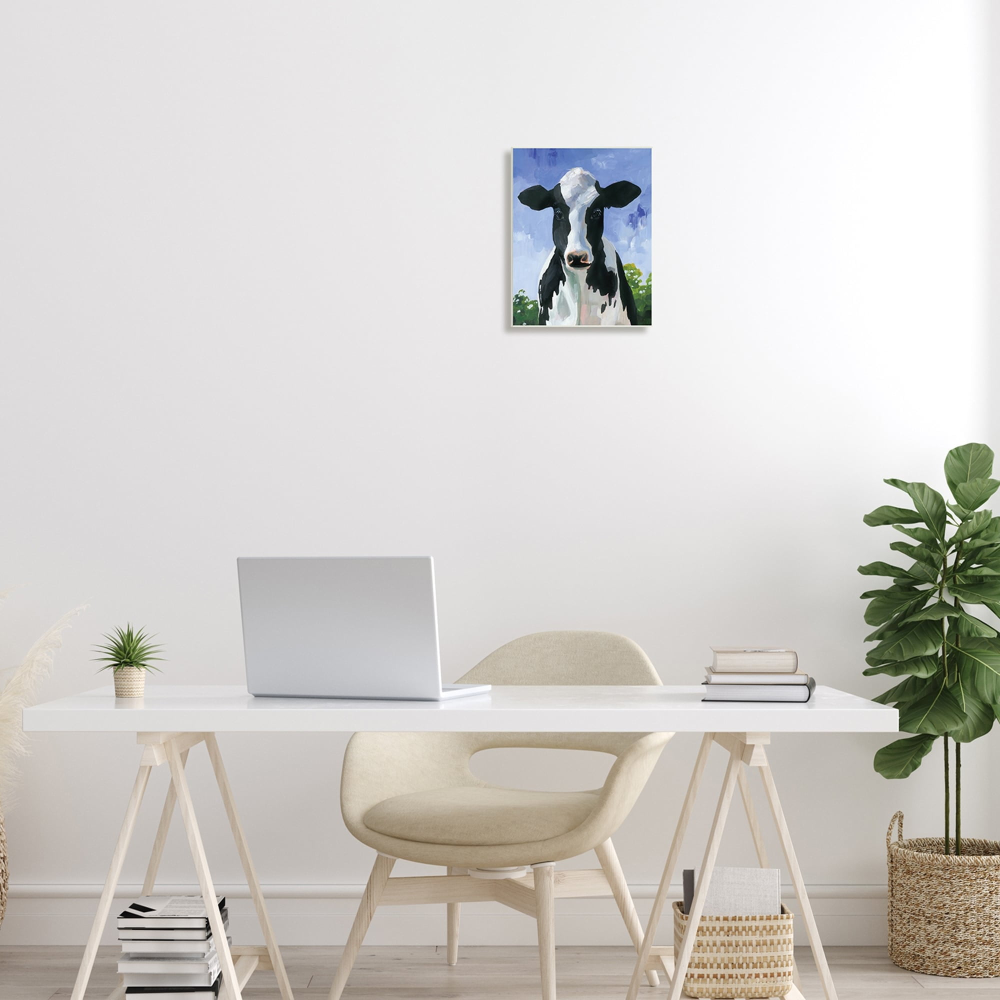 Stupell Industries Farmland Cow Cattle Country Painting Blue Sky Wood Wall Art, 13 x 19, Design by Caverly Smith