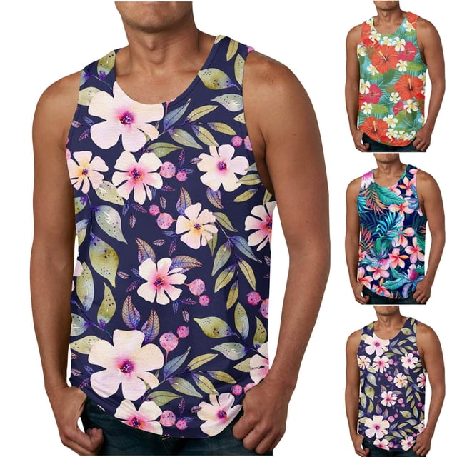 LSLJS Débardeur pour Homme Débardeur Hawaïen pour Homme 3D Imprimé Non Positionné Débardeur Décontracté de Sport Sans Manches T-shirt Débardeur/chemise Blouses