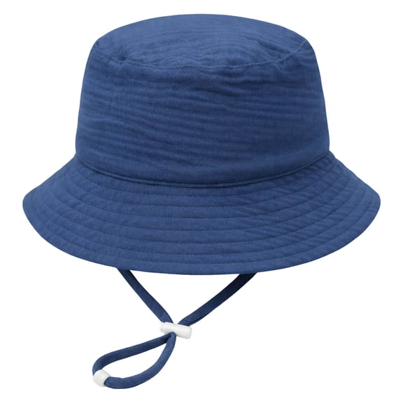 NOEGOEU Baby Sun Hat Toddler Boy Girl Beach Hat Sun Protection Adjustable Outdoor Wide Brim Bucket Hat (Navy,12-36 Months)