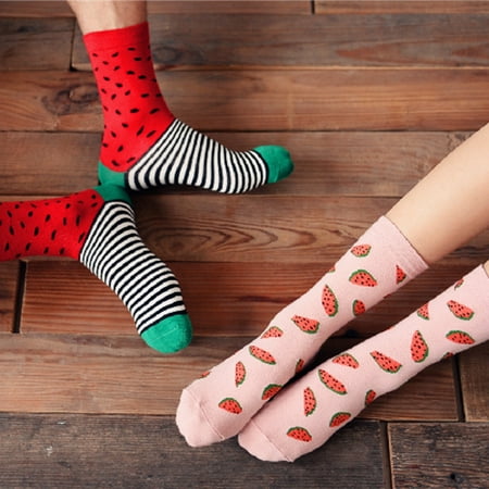 

Poseidon Casual Women Winter Cotton Fruit Watermelon Printing Breathable Long Socks