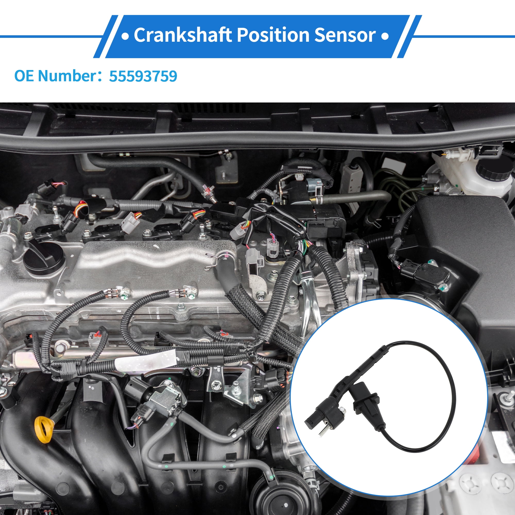 Unique Bargains 1 Pc Crankshaft Position Sensor for Chevy Colorado 2.8 Diesel 16-22 Sturdy Metal Plastic Black Engine Crank CKP Sensor
