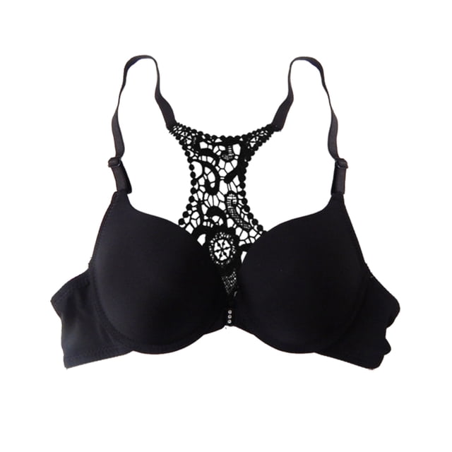 Brasier con broche al frente y detalle de crochet en la espalda color negro Carnival mod.21233 32B