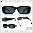 thumbnail image 2 of Womens Beveled Rectangle Mod Thick Plastic Fashion Sunglasses All Black, 2 of 8