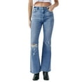 thumbnail image 6 of HIDDEN Women's Happi High Rise Distressed Light Wash Denim Flare Jeans-Blue / 28, 6 of 7