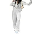 thumbnail image 1 of Women Two-Piece Pajamas Suit  Solid Color Turn-Down Collar Button-Down Long Sleeve Tops + Elastic Waist Long Pants, 1 of 5