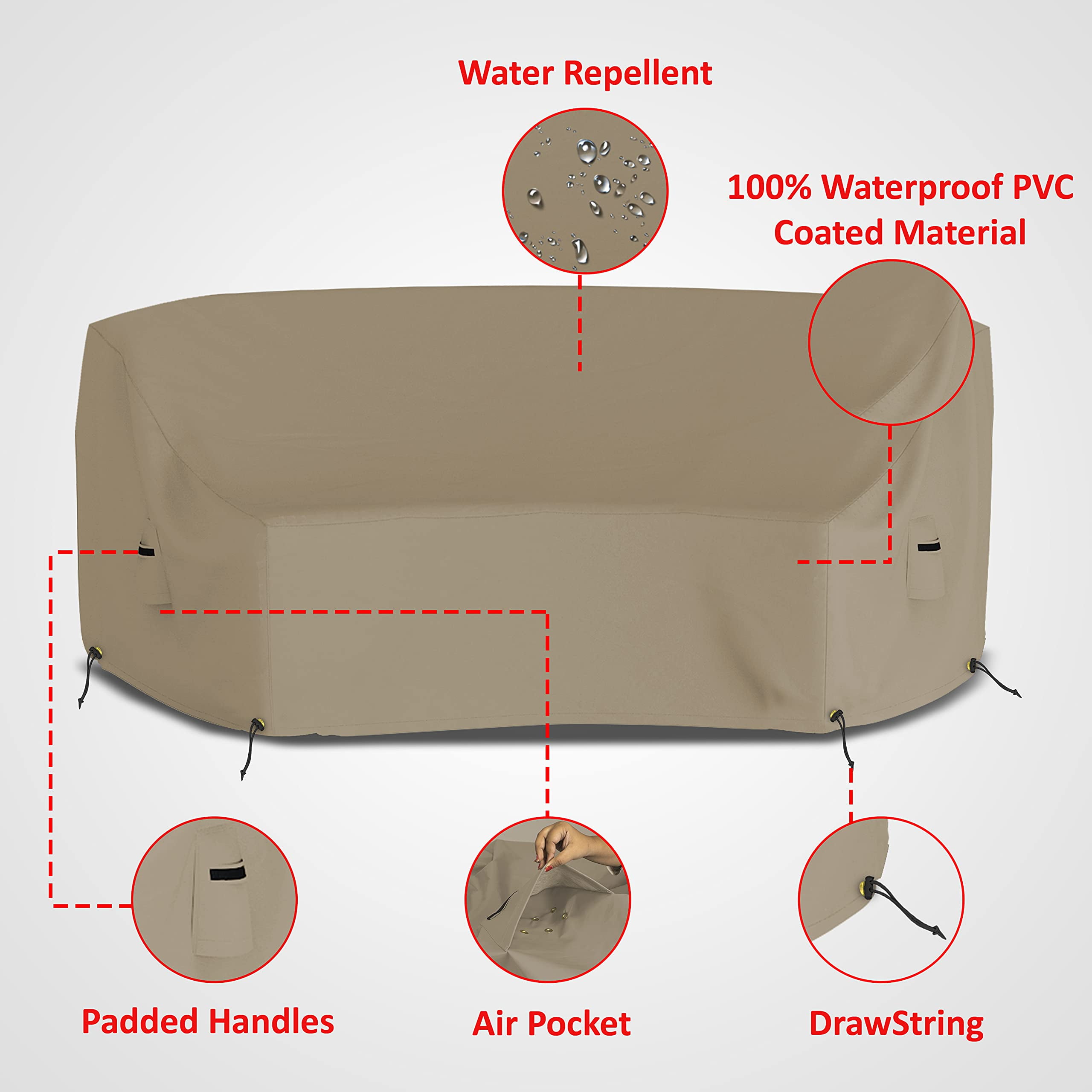 Covers&All Curved Outdoor Couch Cover, 1000D Waterproof, UV-Resistant Patio Furniture Cover