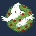 thumbnail image 2 of Men's Ghostbusters Christmas Wreath Logo  Long Sleeve Shirt Navy Blue Medium, 2 of 4