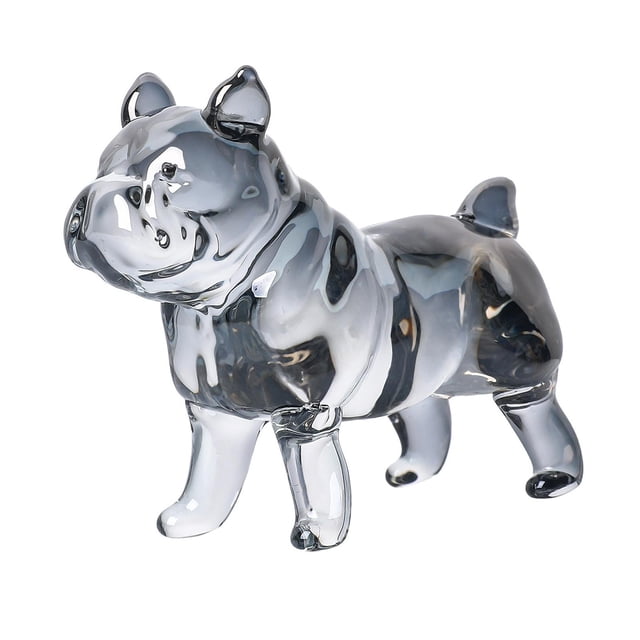 Estatua de bulldog francés, figuras de escritorio, adorno colorido, perro decorativo moderno gris