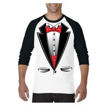 MmF - Mens Raglan Sleeve Baseball T-Shirts, up to Size 3XL - Tuxedo Prom Costume