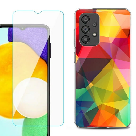 Slim-Fit Gel TPU Phone Case for Samsung Galaxy A23 5G, with Tempered Glass Screen Protector, by OneToughShield ® - Polygon