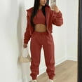 thumbnail image 2 of Women's 3 Piece Tracksuit Set Long Sleeve Zipper Hoodie Jacket Crop Tank Tops Sweatpants Sweatsuit Jogger Workout Set, 2 of 7