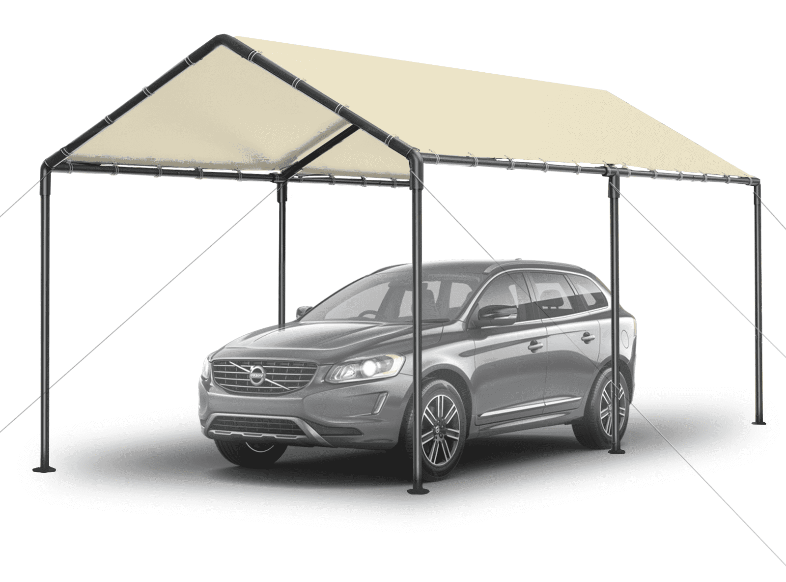 Gaildon Carport 10 x 20Ft Upgraded Heavy Duty Carport with Steel Wire Rope Portable Garage for Truck Boat Car Canopy with All-Season Tarp (Beige)