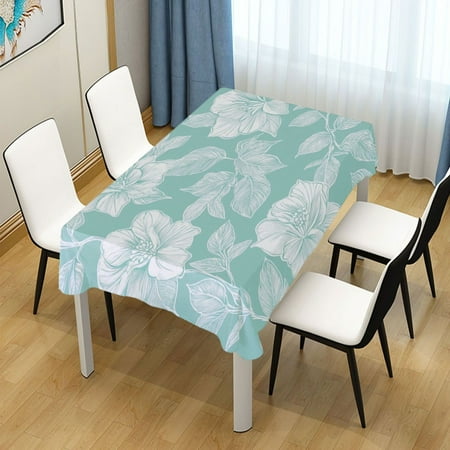 

60x120 Inch Tablecloth Polyester Square Tablecloth for Home Kitchen Dinner Decor White Line Art Floral