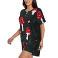 thumbnail image 2 of Kdxio Amanita Mushroom Print Pajamas Sets for Women Short-Sleeved Pjs with Lounge Shorts Two Piece Sleepwear S-4XL, 2 of 8