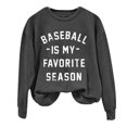 thumbnail image 4 of Dowegor Baseball Is My Favorite Season Women's Baseball Lettering Print Crew Neck Long Sleeve Top Womens Baseball Print Sweatshirt Baseball Sweatshirt Women Baseball Sweater for Women Dark Gray Xl, 4 of 4