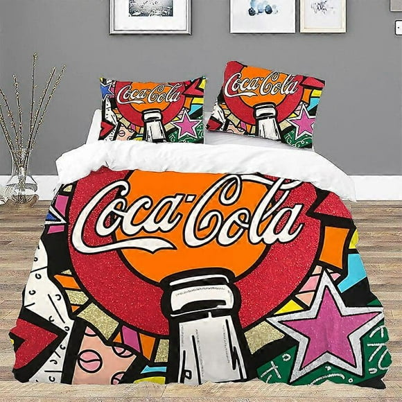 f1669 Bed Sheets Coca-ColaS Twin Size Bedding Set Comforter Bedding Sets Bed Linen Sets Duvet Cover Queen Double Sheets Home Textile GardenBed Sheets(220x240cm 94x102in)
