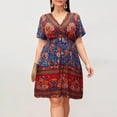 thumbnail image 1 of Jusqu'à 65 % de Réduction! Robes de Mode d'Été pour Femmes 2024 Grande Taille Décontractée Manches Courtes Col en V Imprimé Manches Robes Robe Ample, 1 of 6