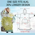 thumbnail image 4 of Oversized Wearable Blanket Hoodie,Green and Blue Pioneer Flower Pattern Sherpa Blanket Hoodie with Super Pockets,Super Warm Fuzzy Pullover for Women & Men, 4 of 6