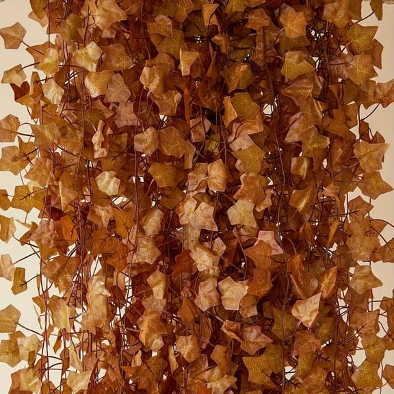 Fall Leaf Garland for Room Decor(12 Pack),Artificial Maple Leaves,Autumn Hanging Vines Red Ivy Plant for Bedroom Wall Decor Thanksgiving Halloween Christmas WeddingParty Garden Fireplace