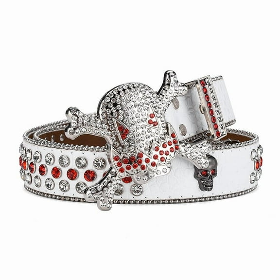 Rhinestone Skull Belt Men Women Skull Rhinestone Belt Studded Punk Y2k Belts Western Cowgirl Belts