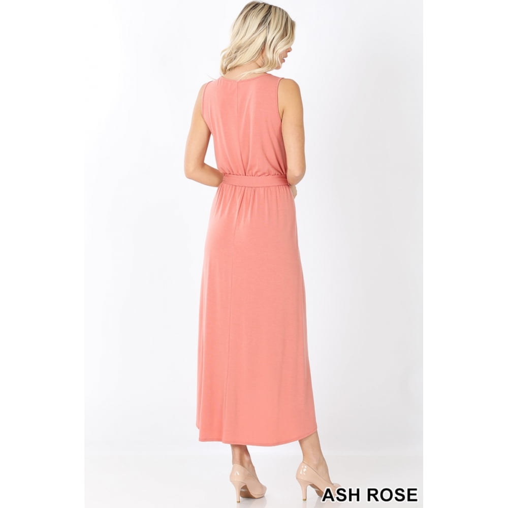 Ruby Red Tulip Dress Belted Sleeveless - Hi-Low Maxi Red Ruby Red Tulip Dress Belted Sleeveless - Hi-Low Maxi Red