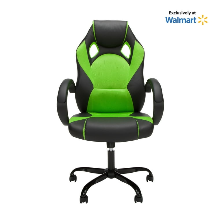 OFM High Back Video Game Chair Green Faux Leather Walmart