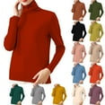 thumbnail image 2 of WTXUE Base Layers Thermals For Women Autumn And Winter Internal Turtleneck Sweater Women Pile Pile Collar Elastic Bottom Shirt Slim Slim European And American Knitted Top, Armygreen L, 2 of 5